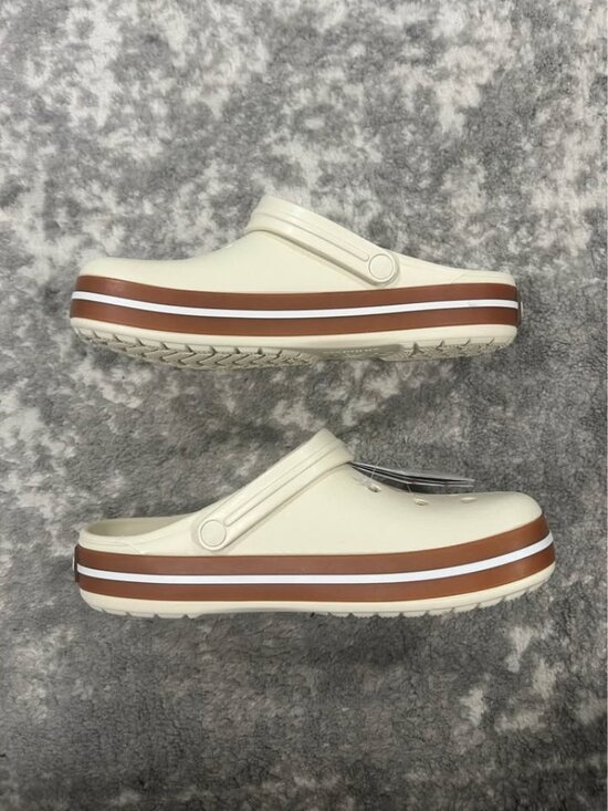 Beige Crocs Crocband Gum Clog Slippers Shoes - Picture 5 of 7